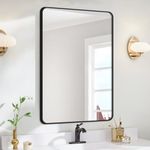 GLASHOM Black Bathroom Mirror,20"x28" Wall Mirror for Bathroom Metal Frame,Wall Mounted Rectangular Decorative Matte Vanity Mirror Rounded Corner (Horizontal/Vertical)