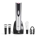 Oster Electric Wine Opener, Foil Cutter, Wine Pourer and Vacuum Wine Stoppers with Corkscrew and Charging Base, Black