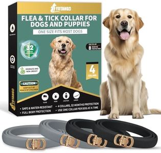 YOTANGO Collare Antiparassitario per Cani, 4 Pezzi Collare Antipulci Cane, Naturale Collare Cane Antiparassitario, Regolabile 32 Mesi di Protezione Antizecche per Tutti i Tipi di Cani(Grigio&Nero)