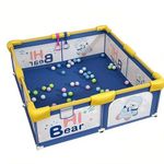 Hukimoyo 120 * 180cm Playpen for Babies Kids Play Yard with Balls Baby Play Mesh Play Area Toddlers Indoor and Outdoor Play Fence Upto 4 Yrs (6 * 4ft = 24ftsq, Blue)