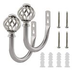 2 Pack Curtain Holdbacks,ULIFESTAR U Shaped Wall Mounted Curtain Tieback Hooks Drapery Tiebacks Decorative Curtain Hooks Window Treatment Holdbacks Hardware for Home Decor (Silver)