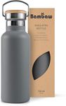 Bambaw Insulated Water Bottle 750ml, Grey Water Bottle, Stainless Steel Water Bottle, Leakproof Water Bottle, Metal Water Bottle, Eco Friendly Water Bottle with Bamboo Lid – Stormy Grey