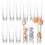 Glass Cylinder Vases for Centerpieces, Set of 12 Clear Small vases,Handmade Slim Flower Vases Wedding Table Decor for single Rose vases bulk, home aesthetic desk decor, Party decorations,7.5"