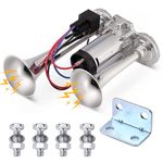 Horn Kit, 12V 150db Car Air Horn Super Loud 2 Trumpet Train Horn Kit with Compressor for Trucks Lorrys Trains Boats Jeep SUV or Vans