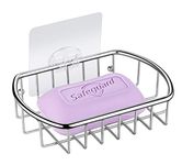 MaxHold Traceless Self Adhesive Soap Dish, Stainless Steel Soap Basket Never Rust, Bathroom Shower Caddy, Kitchen Sponge Holder