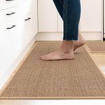 Oscrobie 2PCS Kitchen Mat Set Washable Non-Skid Natural Rubber Kitchen Rug for Kitchen Floor Front of Sink, Hallway, Laundry Room (Oats, 2PCS-(44x75cm+44x120cm)