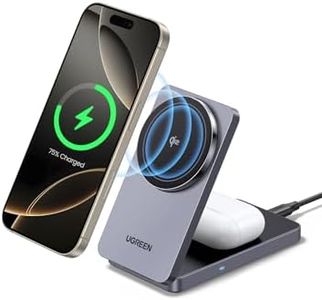 UGREEN 15W MagFlow MagSafe Charger for iPhone 16/17, Qi2 15W Wireless Charger Stand, 2-in-1 MagSafe Charger Stand Compatible with iPhone 12/13/14/15/16/17, AirPods 4/3/2/Pro 3/2/1