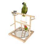 KSK Parrot Playstand Bird Play Stand Cockatiel Playground Wood Perch Gym Playpen Ladder with Feeder Cups Toys Exercise Play (Include a Tray)