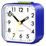 Aitvsfao Alarm Clock, Silent Alarm Clocks Bedside Non Ticking Table Clocks Bedside Clock Battery Powered Large Display Snooze Light Clocks for Heavy Sleepers Bedrooms Office Travel (Blue)