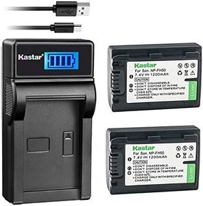 Kastar Battery (X2) & LCD Slim USB Charger for Sony NP-FH50 NP-FH40 NP-FH30 NP-FP50 NP-FP51 and Sony A230 A290 A390 DSC-HX1 HX100 HX100V HX200 HX200V HDR-TG1E TG3 TG5 TG7 Camera