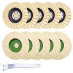 Yauhar 11Pcs Wool Buffing Polishing Wheel Set Contains 4-1/2 x 7/8 Inch Arbor Buffing Felt Flap Disc with Wrench and 4 Inch Buffer Polishing Pads for Angle Grinder