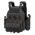 YAKEDA Tactical Vest Quick Release Airsoft Vest Adjustable for Adults (Black)