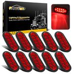 Partsam 10Pcs 6" Inch Oval Led Trailer Tail Lights Red 10 Diodes Grommet and Plug Waterproof Turn Stop Tail Brake Trailer Lights for Jeep RV Trucks