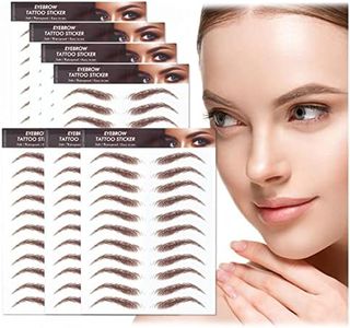AWAVM 7Sheets/77Pairs 4D Hair-Like Tattoo Stickers Waterproof Natural Fake Eyebrow Stickers,Long Lasting Eyebrow Grooming Shaping Perfect for Women and Girls (Brown-10)