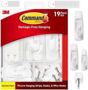 Command Variety Pack, Including 10 Pairs of Picture Hanging Strips, 6 Wire Hooks and 8 Utility Hooks for Hanging Christmas Decorations, Damage Free Hanging Up to 19 Items with Command Strips, 1 Kit