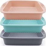 Baocuan Silicone Square Cake Pan Cake Pans - Non-Stick, Easy Release, Heat Resistant for Baking Cakes, Brownies, Cheesecakes and More 8.5 Inch 3 Pack for Oven, Microwave, Freezer and Dishwasher