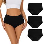 Molasus Washable Incontinence Pants for Women High Absorbency Period Underwear Ladies Menstrual Leakproof Cotton Knickers Postpartum Bladder Control Protective Briefs Black Multipack