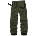 Hiking Pants Men Convertible Quick Dry UPF 50 Lightweight Zip Off Safari Fishing Travel Cargo Trousers, Army Green, 36