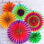 SYGA 6pcs/Set Round Wheel Colorful Paper Fans for Home&Party,Event Decoration.