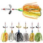 Spinnerbait Fishing Lures Kit Set, 6pcs Bass Fishing Buzzbait Multicolor Bass Trout Salmon Metal Spinner Baits Swim Jigs Freshwater Saltwater Fishing