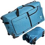 Bago Rolling Duffle Bag with Wheels - 27" 80L Foldable Weekender Bag, Waterproof Travel Duffel Bag, Heavy Duty Lightweight Duffle Bag for Traveling, Rolling Duffel Bag with Wheels (SnowBlue)