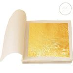24K Genuine Gold Leaf Sheets 30 Pcs - 2.1 x 2.1 Inches Gold Leaves for Cake Decorating, Baking & Cooking, Art & DIY Projects, Gilding Crafting, Makeup & Home (Small, 30)