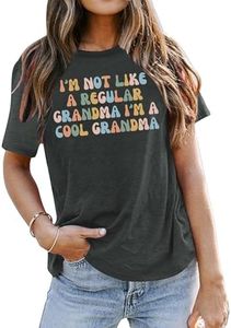 Grandma Shirt Women I'm Not Like A Regular Grandma I'm A Cool Grandma Shirt Funny Gigi Shirts Cute Grandmother Tee Top, Grey, Small