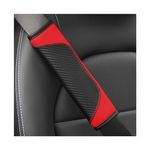 XINLIYA 2PCS Car Seat Belt Cover, Soft Car Seat Belt Strap Cushion Protect Your Neck and Shoulder, Carbon Fiber Seatbelt Shoulder Protection, Car Accessories Seat Belt Pad for Car Truck （Red）