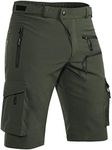 Hiauspor Men's Mountain Bike Shorts Stretch Hiking Cargo Shorts Quick Dry with Zipper Pocket for Cycling Casual Tactical （Green S）