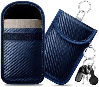 caslord Faraday Pouch for Car Keys, Pack of 2 Anti-Theft RFID Key Fob Protection Bag with 4 Pack Key Rings for Car Security, S, Blue