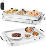 TANGZON Electric Buffet Server, 3 Tray Hotplate Food Warmer with 3x2.5L Removable Pans, Lids, Warming Plate Function & Adjustable Temperature, 450W Chafing Dish Catering Serving Tray for Kitchen Party