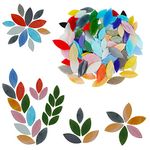 Belle Vous 100 Pieces Glass Petal Mosaic Tiles - Mixed Colours with Assorted Sizes - Hand-Cut Stained Flower Leaves Tiles for Handmade DIY Arts/Crafts and Home Decoration