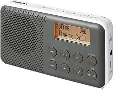 Sangean Pocket Receiver 640 DPR-64, Dab+/ FM, Alarma, Snooze, Pantalla LCD, Auriculares estéreo Conector, Integrado estéreo Amplificador Clase D de Gris, Blanco