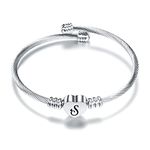 SBI Jewelry Silver Letter Initial Cuff Bracelet for Women Love Heart Bangle S Bracelet gift Wristlet Cousin Mom Daughter Girlfriend Family Grandma Auntie Sister Birthday Anniversary Mothers Day