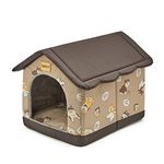 Jiupety Dog House Indoor, M Size Indoor Dog House for Medium and Small Dog, Warm Cave Sleeping Nest Bed for Cats and Dogs, Brown