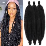 ZRQ 8 Packs Black Springy Afro Twist Hair 30 Inch Pre-Separated Spring Twist Marley Crochet Braiding Hair For Distressed Soft Locs Synthetic Hair Extension For Black Women 8 Strands/Pack (1B#)