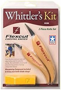 Flexcut Carving Tools, Whittler's Kit, High Carbon Steel Blade, Ergonomic Ash Handle, with Flexcut Gold Polishing Compound (KN300)