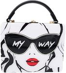 "Lady Face with Glasses" Acrylic Shoulder Bag for Women Tote Purse and Handbags Box Clutch Crossbody Bag (My Way)