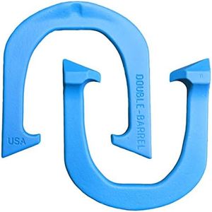 Double-Barrel Professional Pitching Horseshoes- USA Made (Blue- Single Pair (2 Shoes))