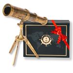 Antiqula Vintage Brass Decor Telescope on Tripod, Antique Pirate Spyglass with Gift Box, Monocular Nautical Handheld Telescope Ideal for Home Decor, Gifting, Traveling, Kids, Bookshelf & Office Desk