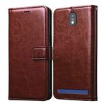 Casotec Flip Cover for Jio Phone Next | Premium Leather Finish | Inbuilt Pockets & Stand | Flip Case for Jio Phone Next (Brown)