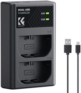 K&F Concept LP-E6/LP-E6N/LP-E6NH Battery Charger, Dual Slot Type-C/Micro USB Charger for Canon EOS R5, R6, R, EOS 5D Mark IV, 5D Mark III, 5DS, 5DS R, 5D Mark II, 6D Camera