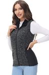 Women Zip Up Sweater Fleece Vest Lightweight Sleeveless Sweater Knitted Golf Vest HeatheRed Mix Thermal Vest-Jacket (Black Mix,L)