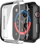 Misxi 2 Pack PC Case with Tempered Glass Screen Protector Compatible with Apple Watch Series 6 SE Series 5 Series 4 40mm, Overall Shockproof Protective Cover for iWatch, 1 Black + 1 Transparent