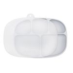 Bumkins Toddler and Baby Suction Plate, Microwave Plate, Silicone Divided Plate, Grip Dish with Lid, Tray for Big Kids, Platinum Silicone or Babies 6 Months