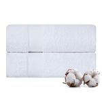 TEXTILOM 100% Turkish Cotton 2 Pcs Bath Towel Set, Luxury Bath Towels for Bathroom, Soft & Absorbent Hotel Quality Bathroom Towels Set (27 x 54 inches)- White