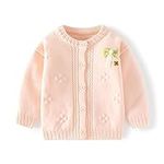 HSTiSan Baby Toddler Girls Cotton Sweater Cardigan Class A Bow Solid Knitted Sweater Autumn Baby Coat, Orange pink/12-24m