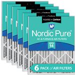 Nordic Pure 20x25x4 MERV 14 Pleated Plus Carbon AC Furnace Air Filters 6 Pack