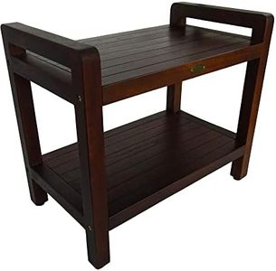 DecoTeak, Eleganto, 24", Teak Shower Bench, Teak Shower Bench, Teak Shower Seat, Teak Bench Shower, Teak Shower Stool, Teak Shower Bench for Inside Shower, 24 Inch, Brown, Safety Arms