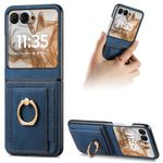 Knoowcase for Motorola Razr 50 Case Moto Razr 50 Phone Case Wallet Shockproof Bumper Case with Ring Holder Card Slots PU Leather Cover Anit-Fall Anti-Drop Kickstand Back Case, Blue